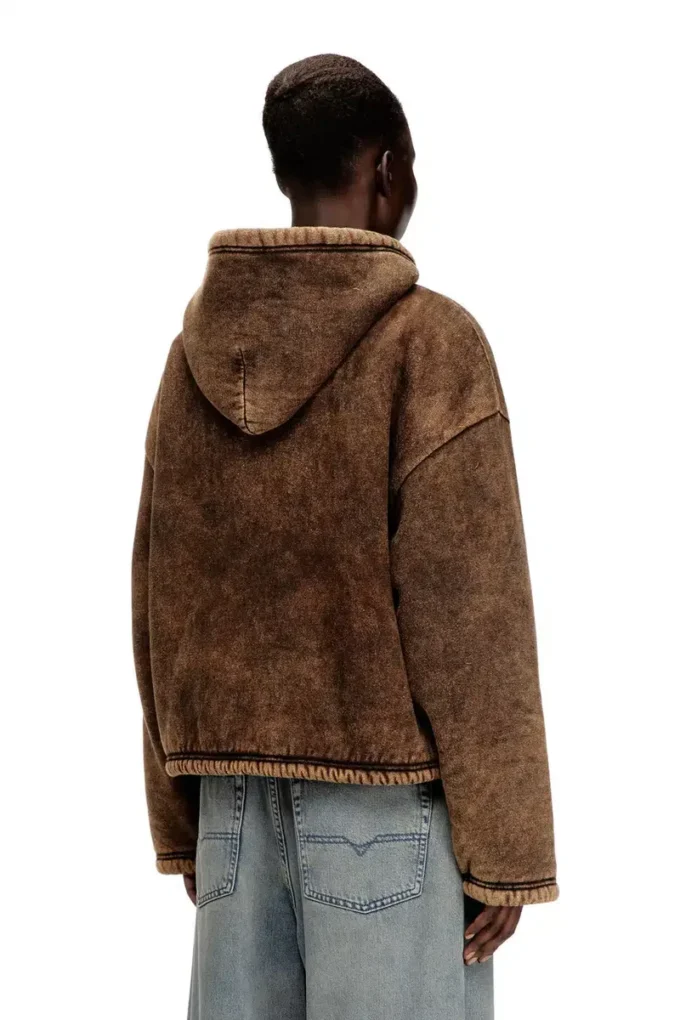 f-ella Acid-wash zip-up hoodie with teddy lining f-ella Acid-wash zip-up hoodie with teddy lining