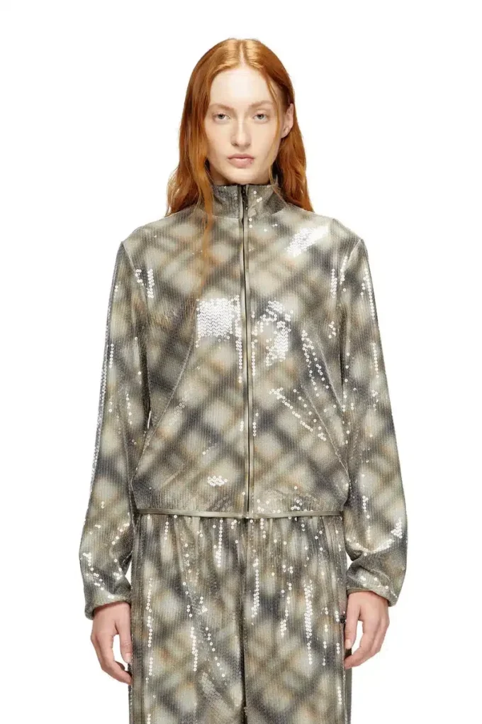 f-erequins Sequined sweater with plaid design