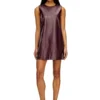 fr-d-ares Burgundy sleeveless mini dress in coated fabric fr-d-ares Burgundy sleeveless mini dress in coated fabric