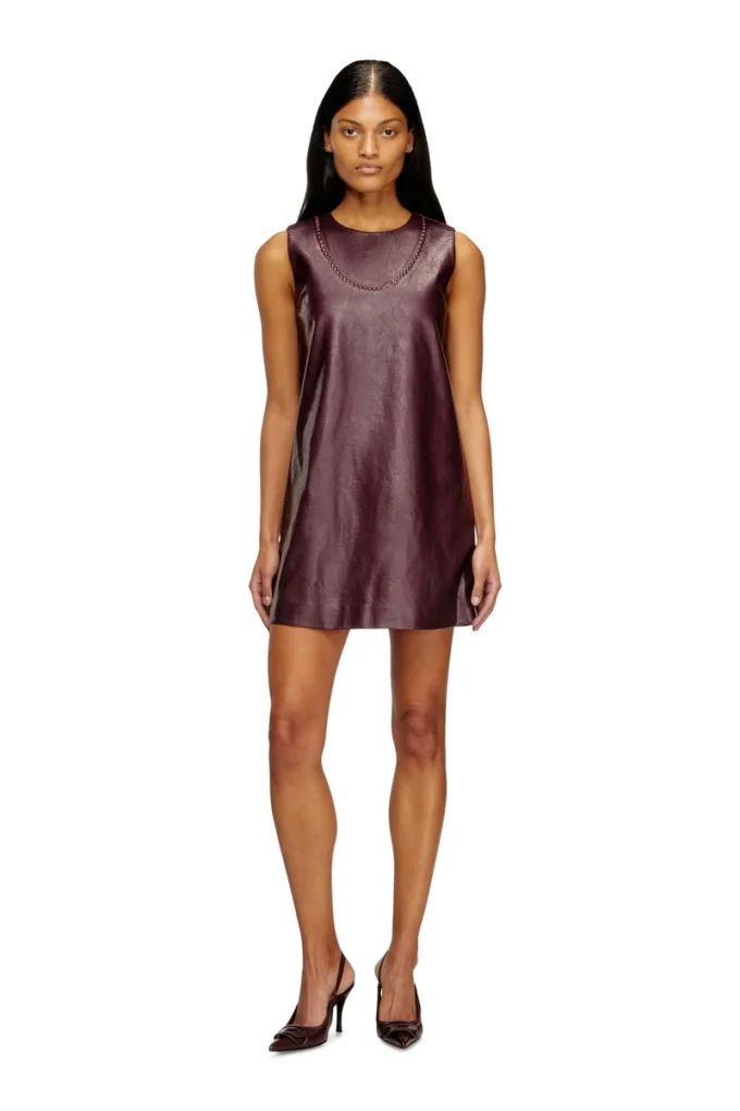 fr-d-ares Burgundy sleeveless mini dress in coated fabric fr-d-ares Burgundy sleeveless mini dress in coated fabric
