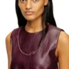 fr-d-ares Burgundy sleeveless mini dress in coated fabric fr-d-ares Burgundy sleeveless mini dress in coated fabric