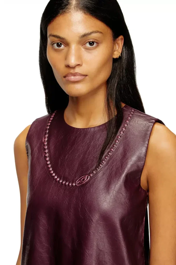 fr-d-ares Burgundy sleeveless mini dress in coated fabric fr-d-ares Burgundy sleeveless mini dress in coated fabric