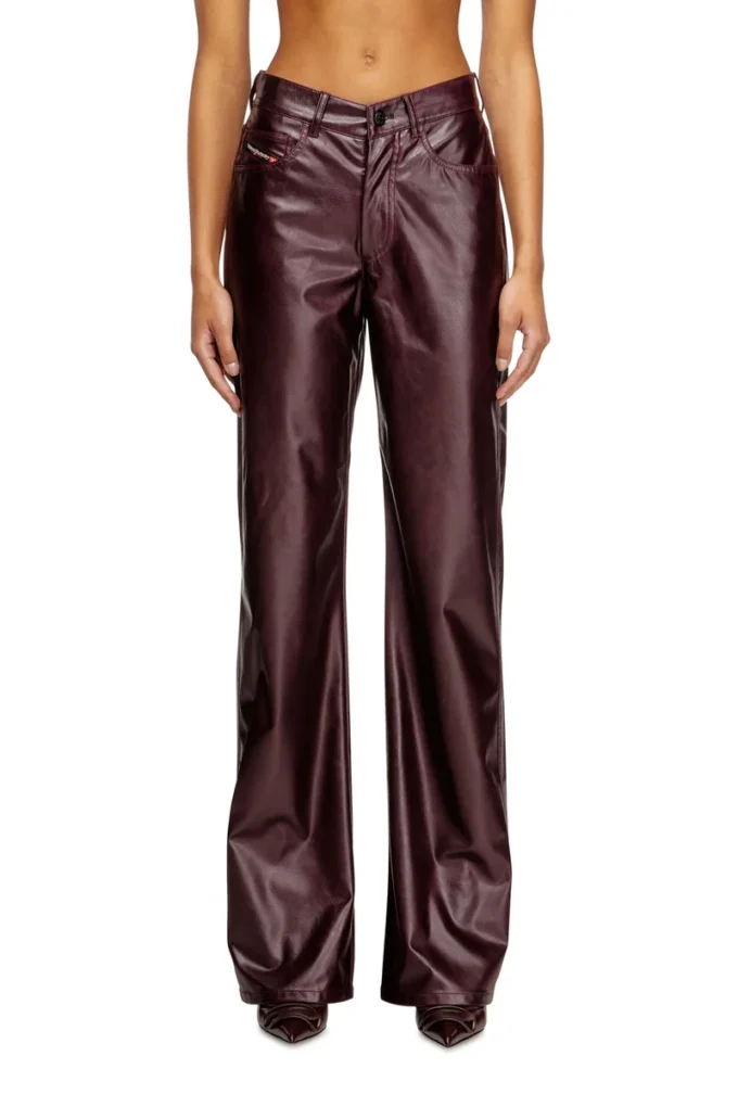fr-p-lain Burgundy pants in coated fabric