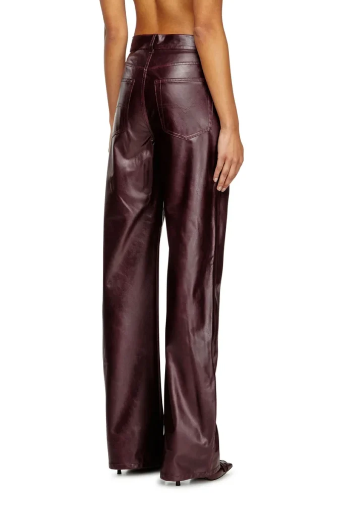 fr-p-lain Burgundy pants in coated fabric