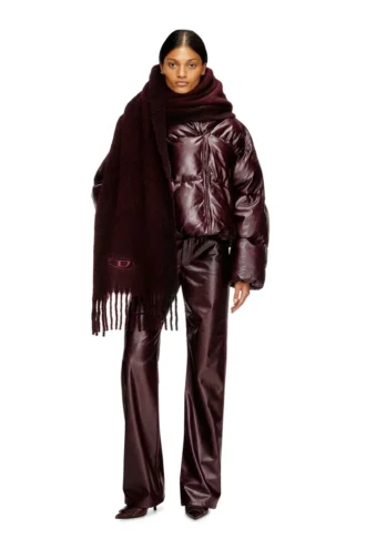 fr-w-illey Burgundy hooded puffer jacket in coated fabric