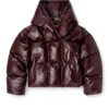 fr-w-illey Burgundy hooded puffer jacket in coated fabric fr-w-illey Burgundy hooded puffer jacket in coated fabric