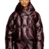 fr-w-illey Burgundy hooded puffer jacket in coated fabric fr-w-illey Burgundy hooded puffer jacket in coated fabric