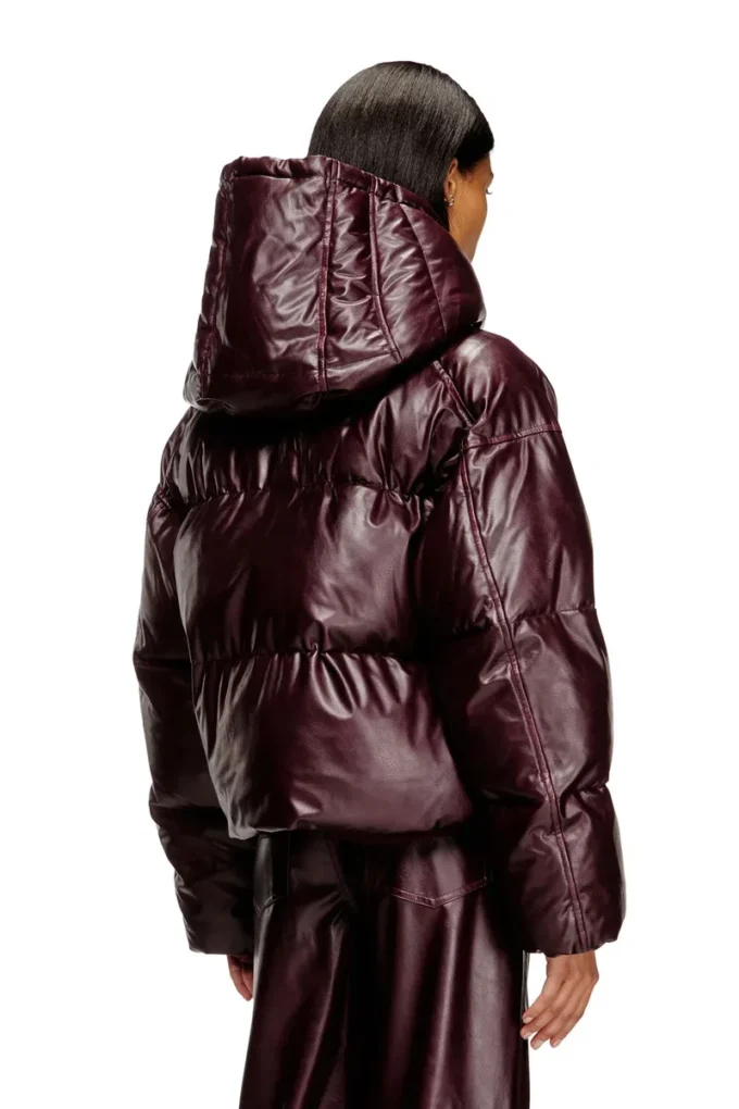 fr-w-illey Burgundy hooded puffer jacket in coated fabric fr-w-illey Burgundy hooded puffer jacket in coated fabric