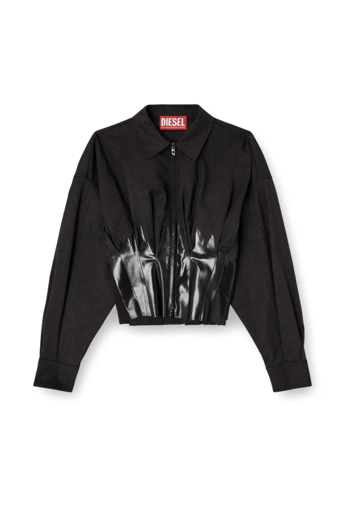 g-anbu Tailoring shirt-jacket with coated pleats g-anbu Tailoring shirt-jacket with coated pleats