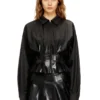 g-anbu Tailoring shirt-jacket with coated pleats g-anbu Tailoring shirt-jacket with coated pleats
