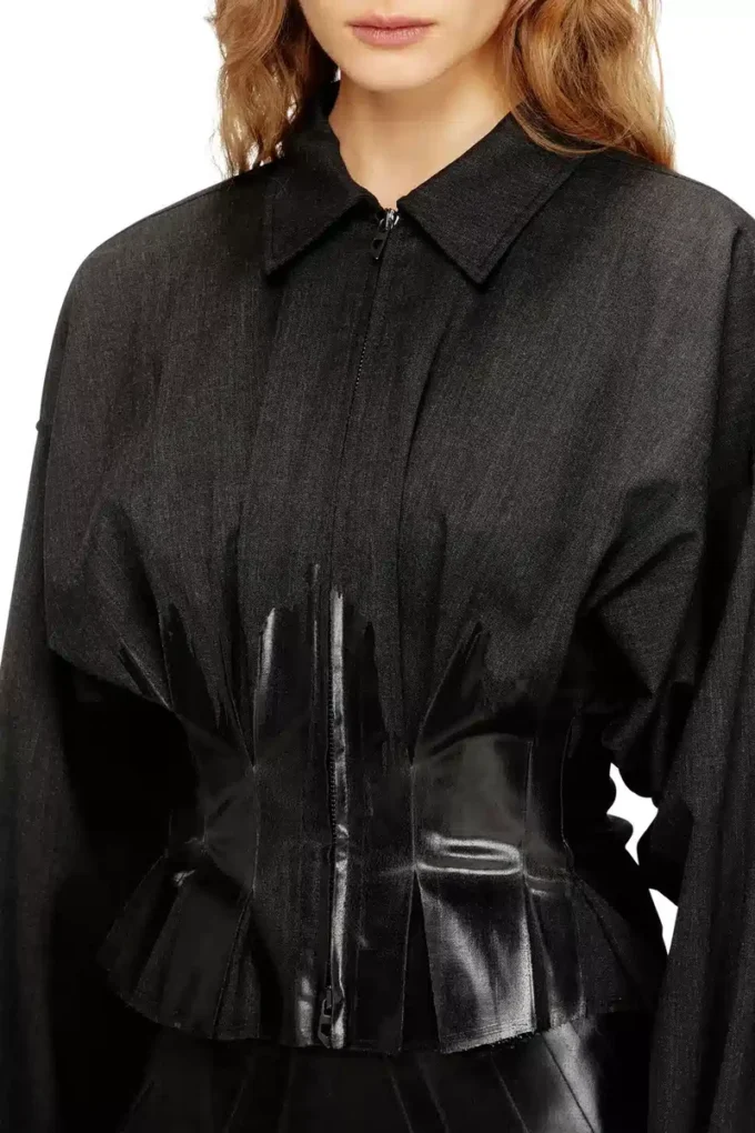 g-anbu Tailoring shirt-jacket with coated pleats g-anbu Tailoring shirt-jacket with coated pleats