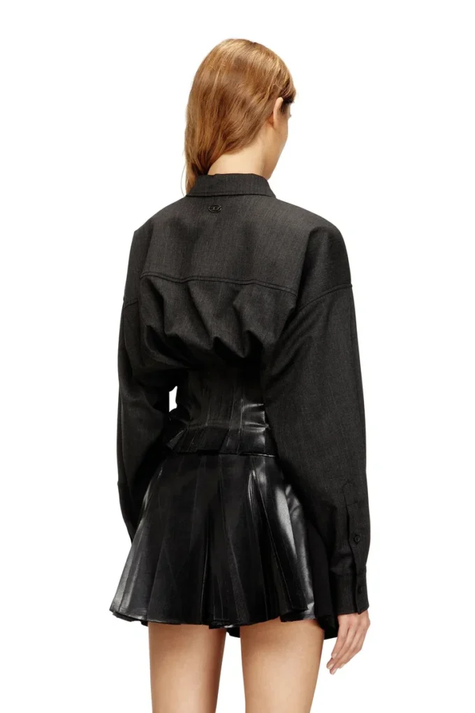 g-anbu Tailoring shirt-jacket with coated pleats g-anbu Tailoring shirt-jacket with coated pleats