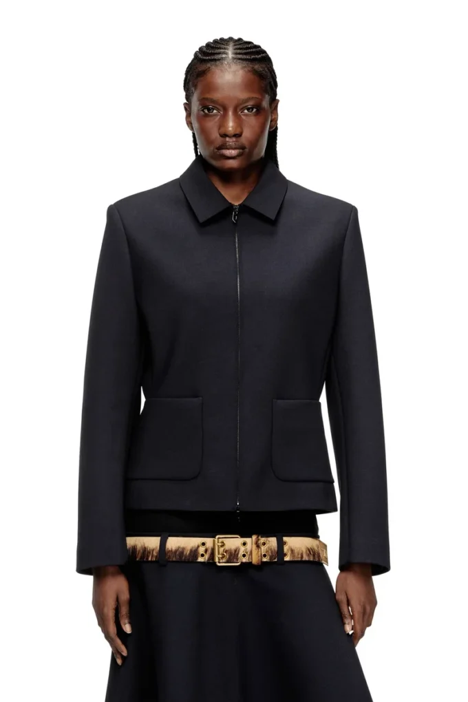 g-cesara-bond Collared jacket in neoprene-bonded fabric