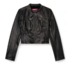 g-lobe Cropped distressed biker jacket