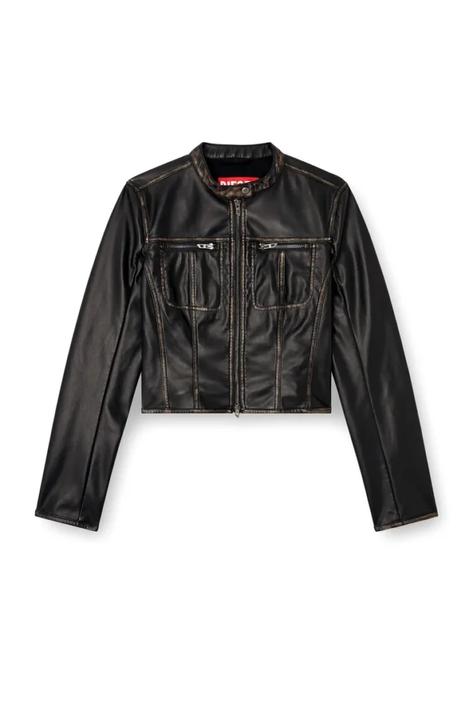 g-lobe Cropped distressed biker jacket