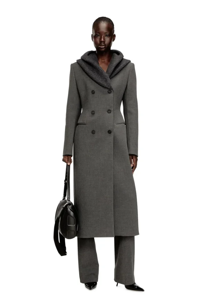 g-olden-long Long hourglass coat with knitted cowl hood g-olden-long Long hourglass coat with knitted cowl hood