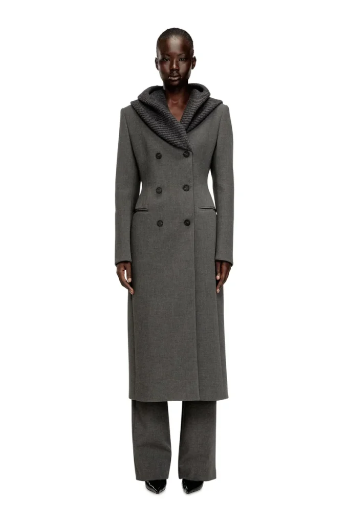 g-olden-long Long hourglass coat with knitted cowl hood g-olden-long Long hourglass coat with knitted cowl hood