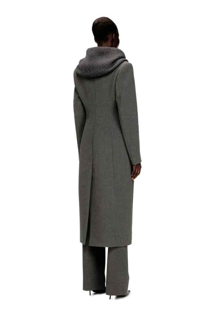 g-olden-long Long hourglass coat with knitted cowl hood g-olden-long Long hourglass coat with knitted cowl hood