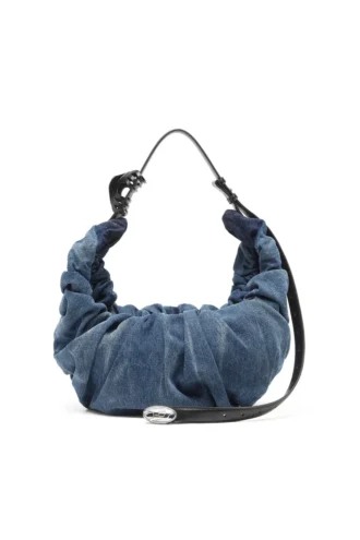 grab-d hobo l Grab-D-Large scrunched hobo bag in treated denim