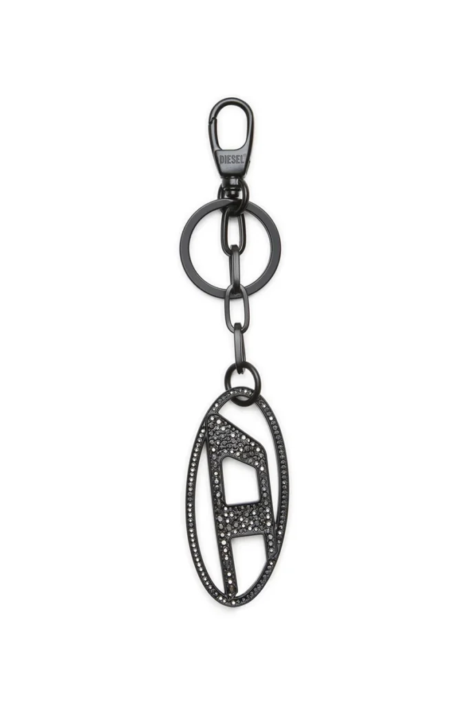 holy-c Metal Oval D keyring with crystals