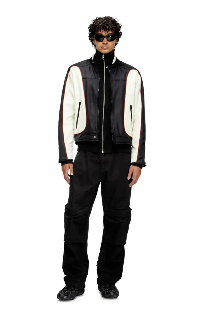 j-blink-a Colour-block biker jacket with piping j-blink-a Colour-block biker jacket with piping
