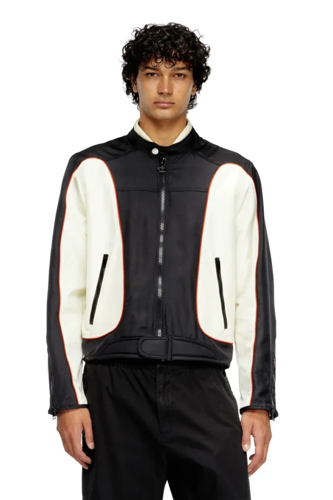 j-blink-a Colour-block biker jacket with piping j-blink-a Colour-block biker jacket with piping