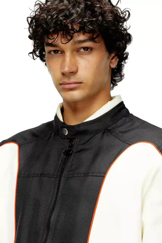 j-blink-a Colour-block biker jacket with piping j-blink-a Colour-block biker jacket with piping
