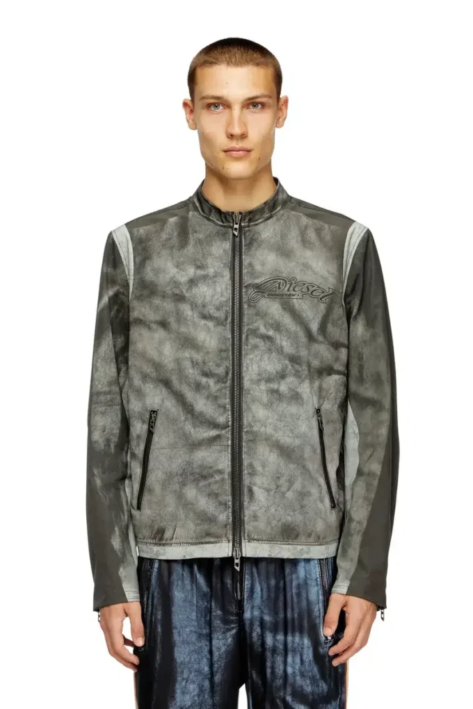j-evert Biker jacket in printed canvas