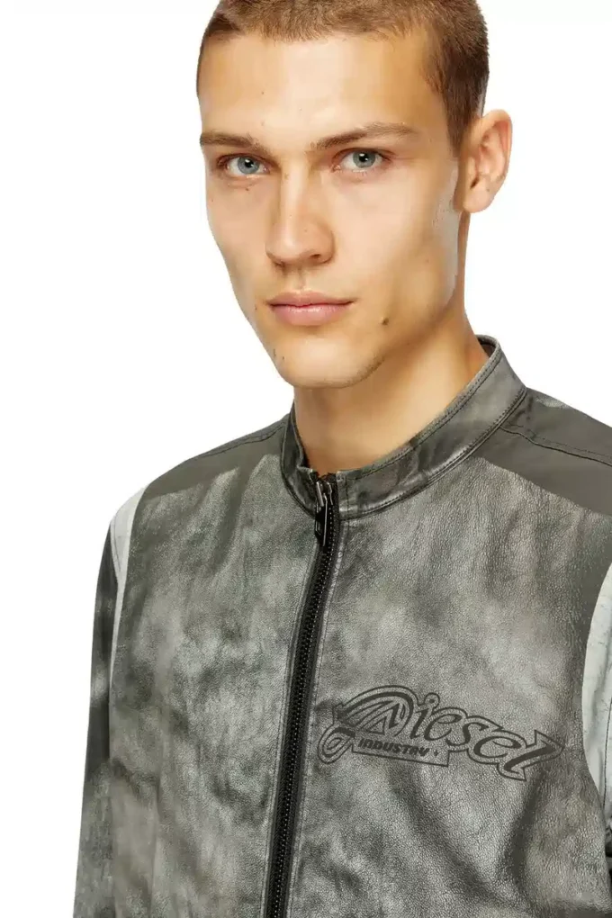 j-evert Biker jacket in printed canvas