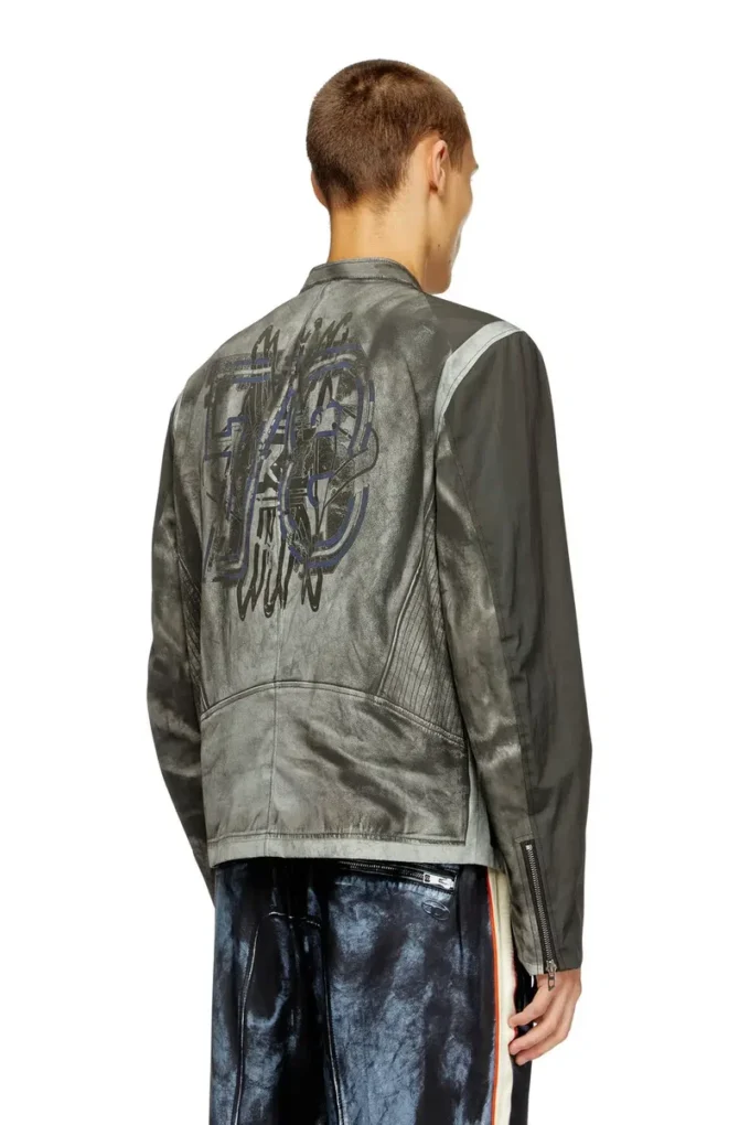 j-evert Biker jacket in printed canvas