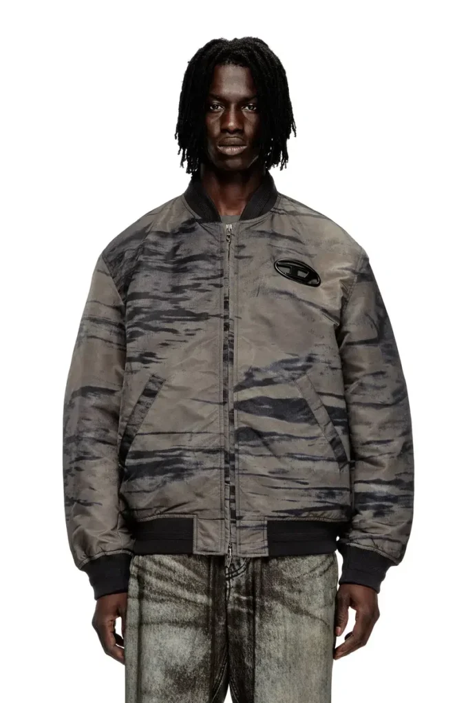 j-kepes-dlbz Padded bomber jacket in printed satin