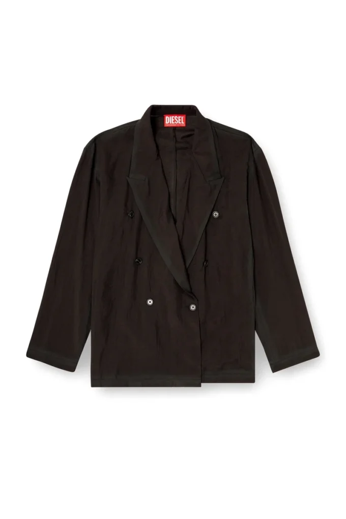j-keysery Double-breasted blazer in wrinkled shell j-keysery Double-breasted blazer in wrinkled shell