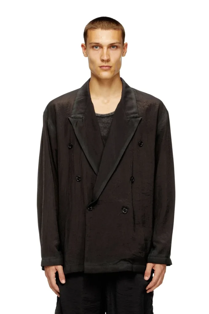 j-keysery Double-breasted blazer in wrinkled shell j-keysery Double-breasted blazer in wrinkled shell