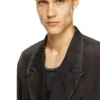 j-keysery Double-breasted blazer in wrinkled shell j-keysery Double-breasted blazer in wrinkled shell
