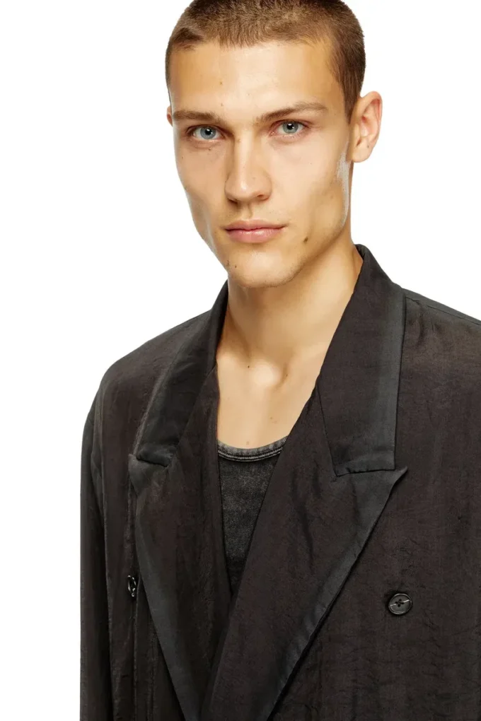 j-keysery Double-breasted blazer in wrinkled shell j-keysery Double-breasted blazer in wrinkled shell