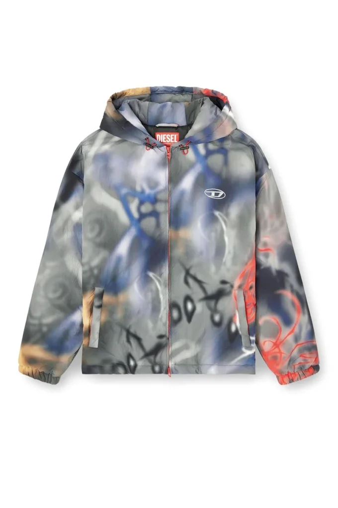 j-mirr Padded windbreaker with graffiti print j-mirr Padded windbreaker with graffiti print