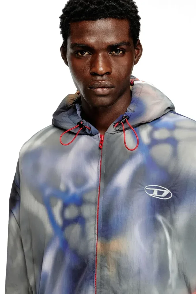 j-mirr Padded windbreaker with graffiti print j-mirr Padded windbreaker with graffiti print