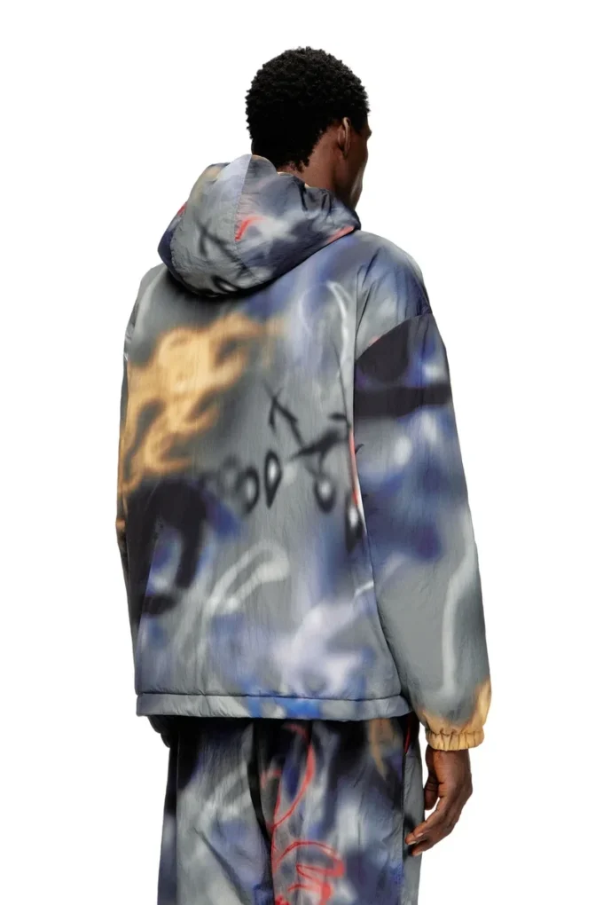 j-mirr Padded windbreaker with graffiti print j-mirr Padded windbreaker with graffiti print