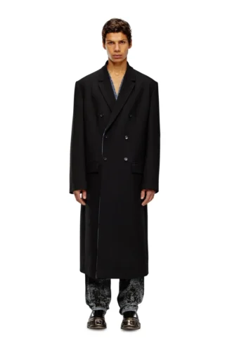 j-ritz Longline cool wool coat in denim detail