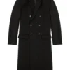 j-ritz Longline cool wool coat in denim detail