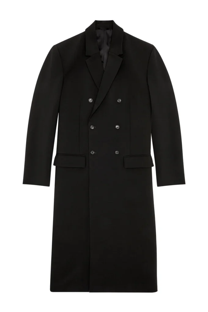 j-ritz Longline cool wool coat in denim detail