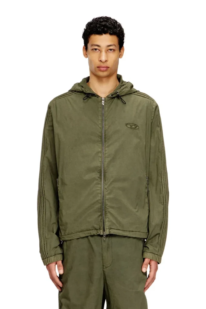 j-stitch Hooded zip-up jacket in cotton poplin j-stitch Hooded zip-up jacket in cotton poplin