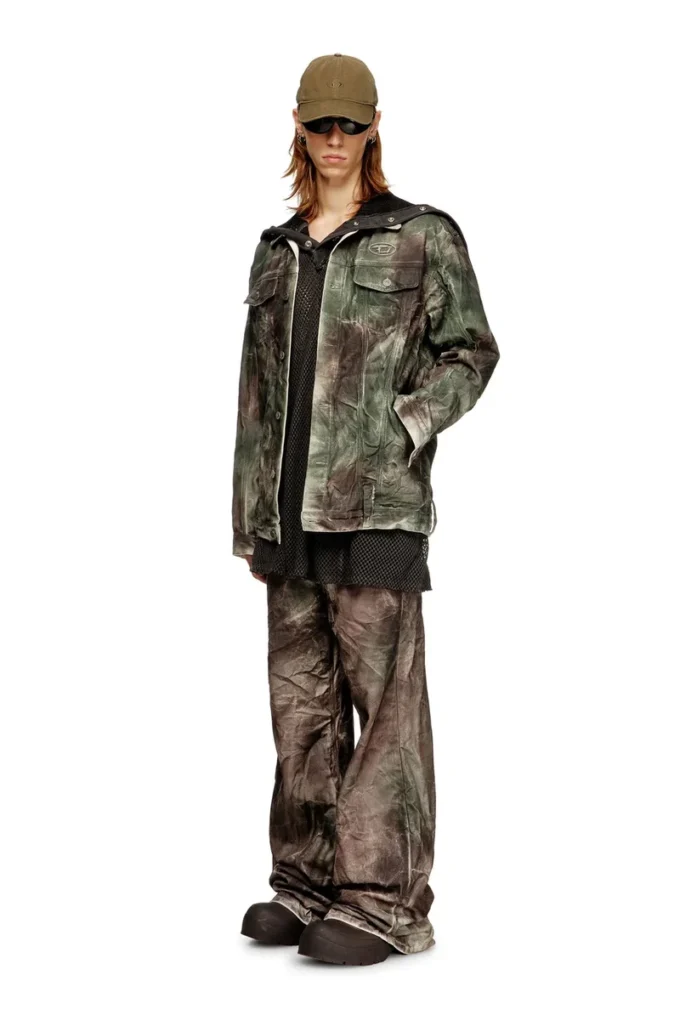 j-thug-jkt Trucker jacket in crinkled camo canvas j-thug-jkt Trucker jacket in crinkled camo canvas