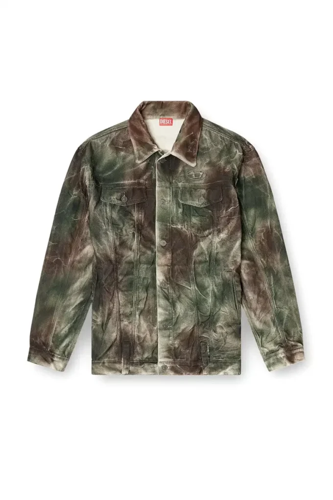 j-thug-jkt Trucker jacket in crinkled camo canvas j-thug-jkt Trucker jacket in crinkled camo canvas