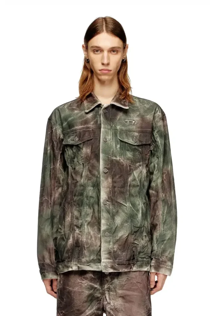 j-thug-jkt Trucker jacket in crinkled camo canvas j-thug-jkt Trucker jacket in crinkled camo canvas