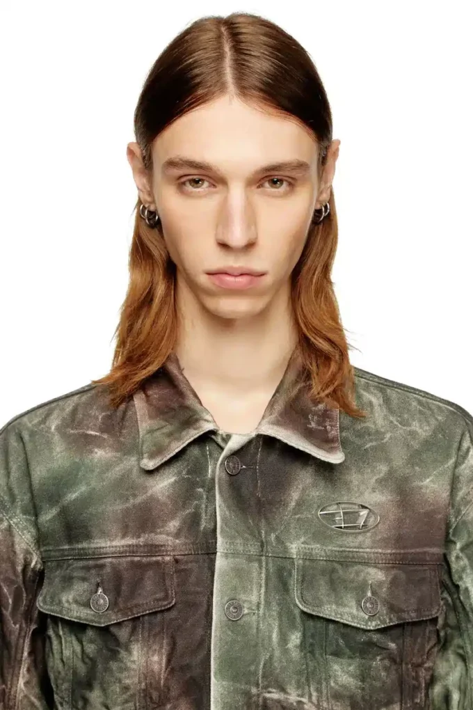 j-thug-jkt Trucker jacket in crinkled camo canvas j-thug-jkt Trucker jacket in crinkled camo canvas