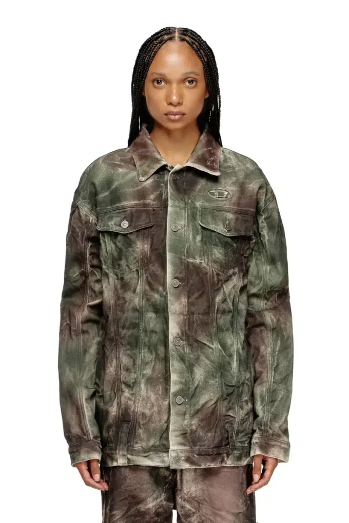 j-thug-jkt Trucker jacket in crinkled camo canvas j-thug-jkt Trucker jacket in crinkled camo canvas
