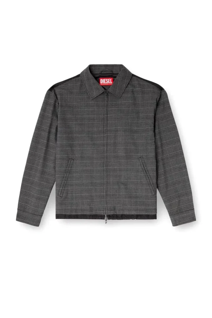 j-ting Coach jacket in Prince of Wales wool blend and satin j-ting Coach jacket in Prince of Wales wool blend and satin