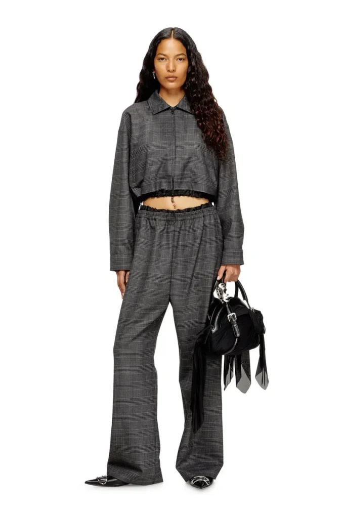 j-ting-fem Cropped Prince of Wales wool-blend coach jacket j-ting-fem Cropped Prince of Wales wool-blend coach jacket