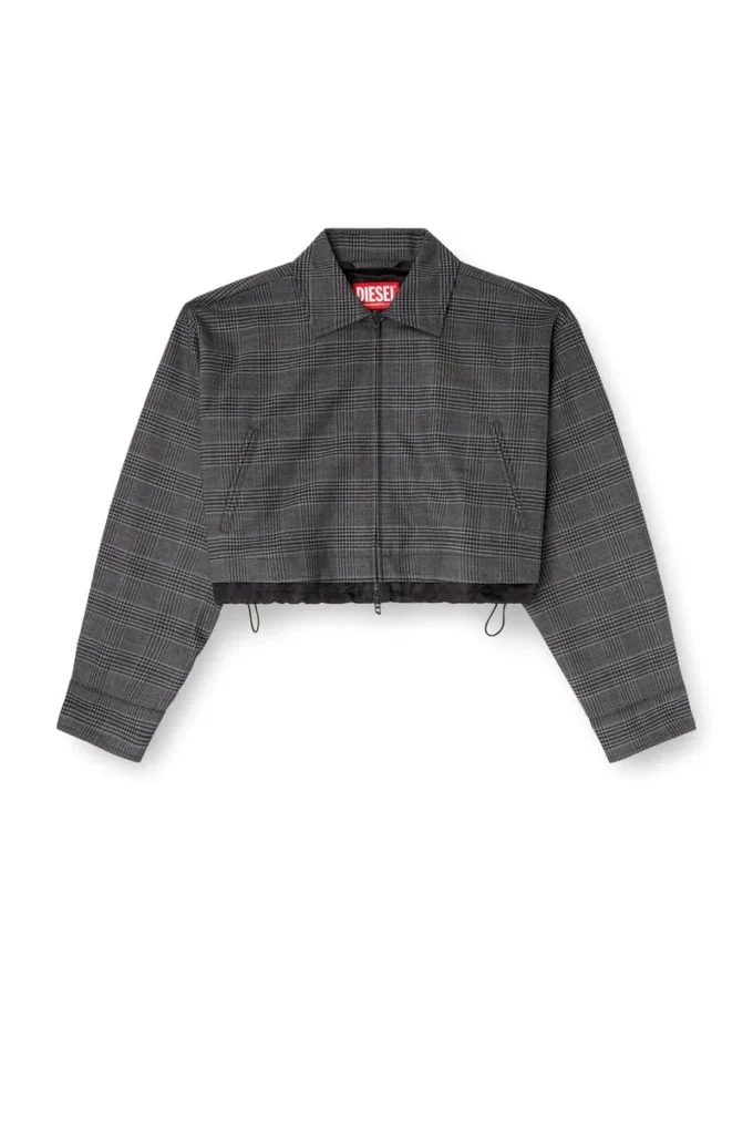 j-ting-fem Cropped Prince of Wales wool-blend coach jacket j-ting-fem Cropped Prince of Wales wool-blend coach jacket